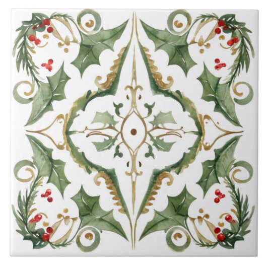 Vintag, Weihnachtsmosaik, Keramik Tile Fliese (Vorderseite)