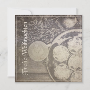 Vintag-Weihnachtsmotiv mit Keksen und Kaffee