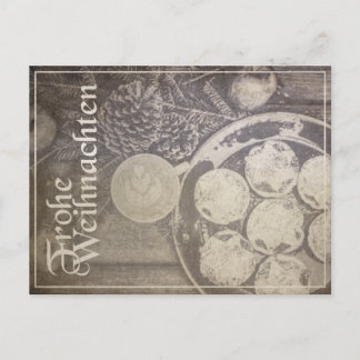 Vintag-Weihnachtsmotiv mit Keksen und Kaffee Feiertagspostkarte