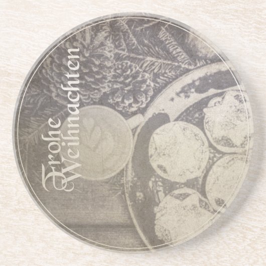 Vintag-Weihnachtsmotiv mit Keksen und Kaffee Getränkeuntersetzer (Vorne)