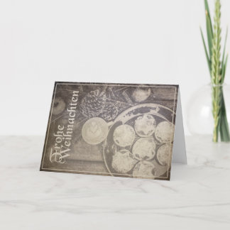 Vintag-Weihnachtsmotiv mit Keksen und Kaffee Karte