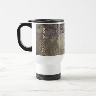 Vintag-Weihnachtsmotiv mit Keksen und Kaffee Reisebecher
