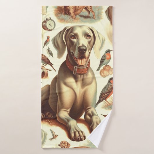 Vintag Weimaraner nahtlos Badehandtuch (Badehandtuch)