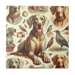 Vintag Weimaraner nahtlos Fliese