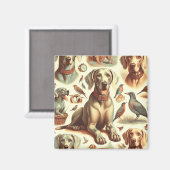 Vintag Weimaraner nahtlos Magnet (Vorderseite/Rückseite)