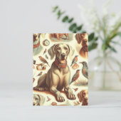 Vintag Weimaraner nahtlos Postkarte (Stehend Vorderseite)