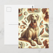 Vintag Weimaraner nahtlos Postkarte (Vorne/Hinten)