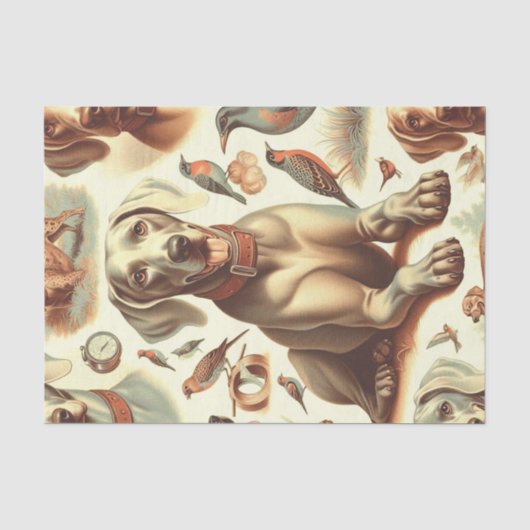 Vintag Weimaraner nahtlos Seidenpapier (Vorderseite)