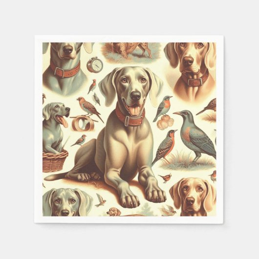Vintag Weimaraner nahtlos Serviette (Vorderseite)