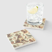 Vintag Weimaraner nahtlos Steinuntersetzer (Seitenansicht)