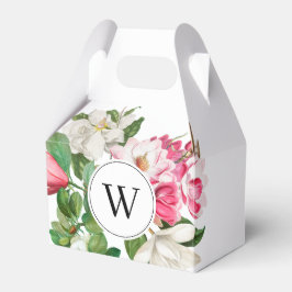 Vintag-Weiß-und rosa-Magnolien-Blume Monogramm Geschenkschachtel
