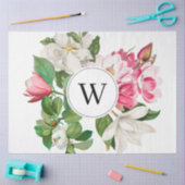 Vintag-Weiß-und rosa-Magnolien-Blume Monogramm Seidenpapier (Basteln)