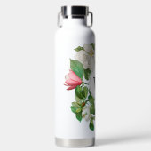 Vintag-Weiß-und rosa-Magnolien-Blume Monogramm Trinkflasche (Vorderseite)