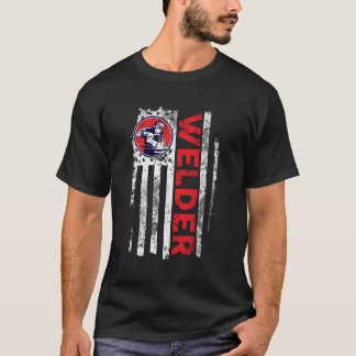 Vintag Welder American Flag Welding Gift for Fath T-Shirt