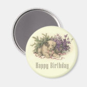 Vintag Welppy Birthday Magnet (Vorderseite/Rückseite)