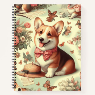Vintag Welsh Corgi Cardigan Illustration Notizblock