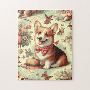 Vintag Welsh Corgi Cardigan Illustration Puzzle