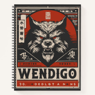 Vintag Wendigo Legend   Native Cryptid Art Notizblock