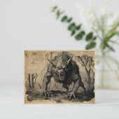 Vintag Werewolf Halloween Decoupage Postkarte