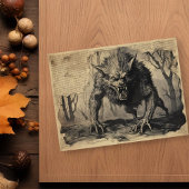 Vintag Werewolf Halloween Decoupage Postkarte
