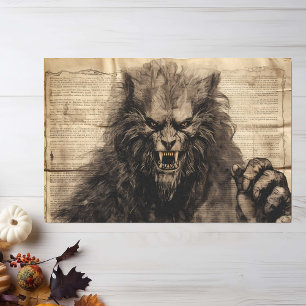 Vintag Werewolf Halloween Decoupage Seidenpapier