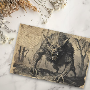 Vintag Werewolf Halloween Decoupage Seidenpapier