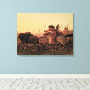 Vintag West, Indian Buffalo Hunt von Charles Wimar Leinwanddruck