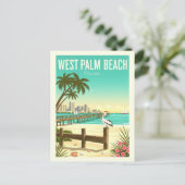 Vintag West Palm Beach Florida Postkarte (Stehend Vorderseite)