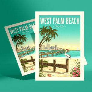 Vintag West Palm Beach Florida Postkarte