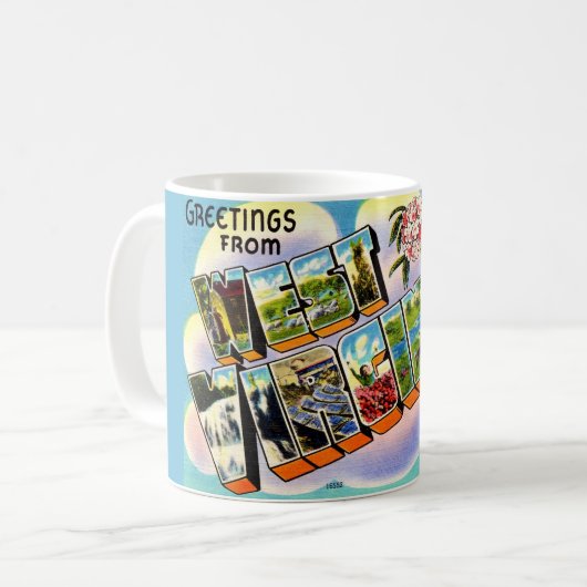 Vintag West Virginia Gruß Kaffeetasse (Vorderseite Links)