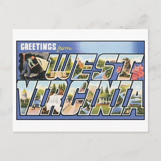 Vintag West Virginia Postkarte (Vorderseite)
