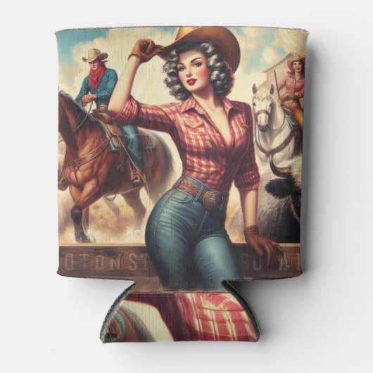 Vintag Western Cowgirl Dosenkühler (Vorderseite)
