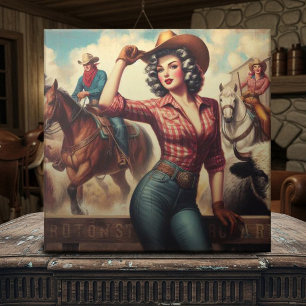 Vintag Western Cowgirl Fliese