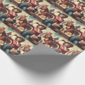 Vintag Western Cowgirl Geschenkpapier (Ecke)