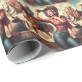 Vintag Western Cowgirl Geschenkpapier (Rolleneckpunkt)