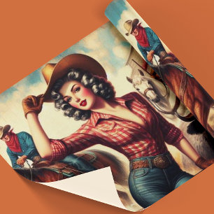 Vintag Western Cowgirl Geschenkpapier