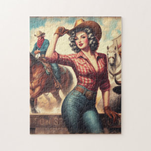 Vintag Western Cowgirl Puzzle