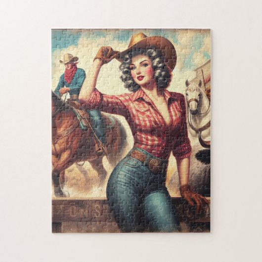 Vintag Western Cowgirl Puzzle (Vertikal)