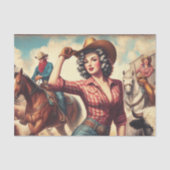 Vintag Western Cowgirl Seidenpapier (Vorderseite)