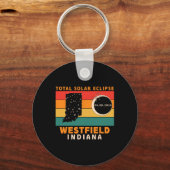 Vintag Westfield Indiana Total Solar Eclipse 2024 Schlüsselanhänger (Vorderseite)