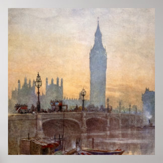 Vintag Westminster Bridge Big Ben London England Poster