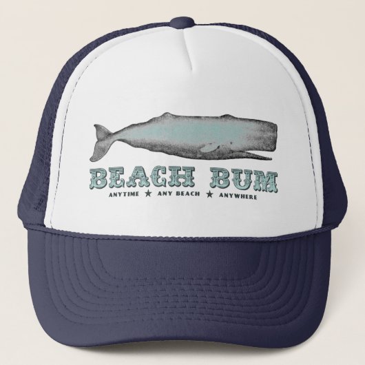 Vintag Whale Beach Bum Hat Truckerkappe (Vorderseite)