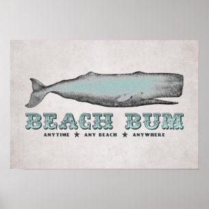 Vintag Whale Beach Bum Poster