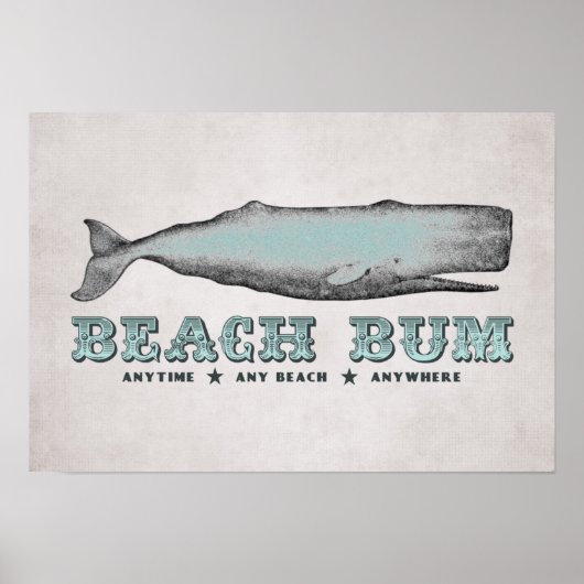 Vintag Whale Beach Bum Poster (Vorne)