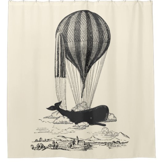 Vintag Whale Lover Illustration Duschvorhang (Vorderseite)