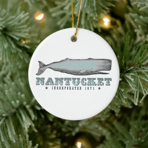 Vintag Whale Nantucket Massachusetts Weihnachten Keramikornament