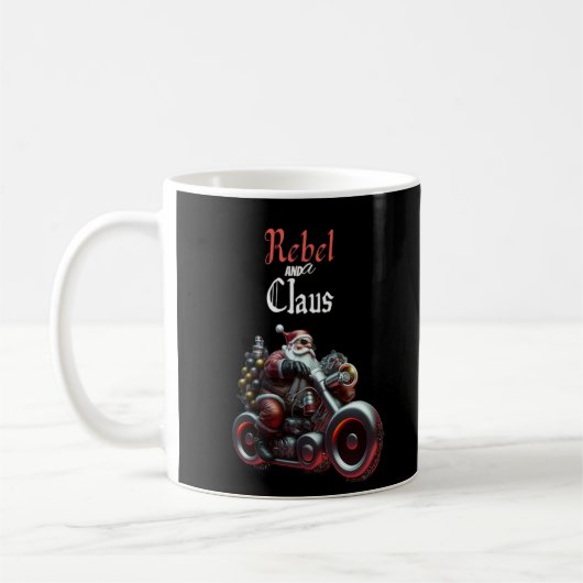 Vintag Whimsical Biker Santa Kaffeetasse (Links)