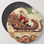 Vintag/whimsistisch/santa/Christmas Button (Vorne & Hinten)