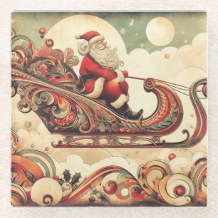 Vintag/whimsistisch/santa/Christmas Glasuntersetzer