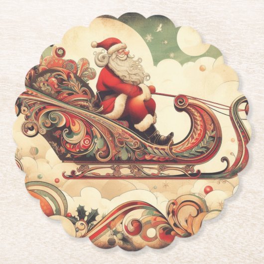 Vintag/whimsistisch/santa/Christmas Untersetzer (Vorderseite)